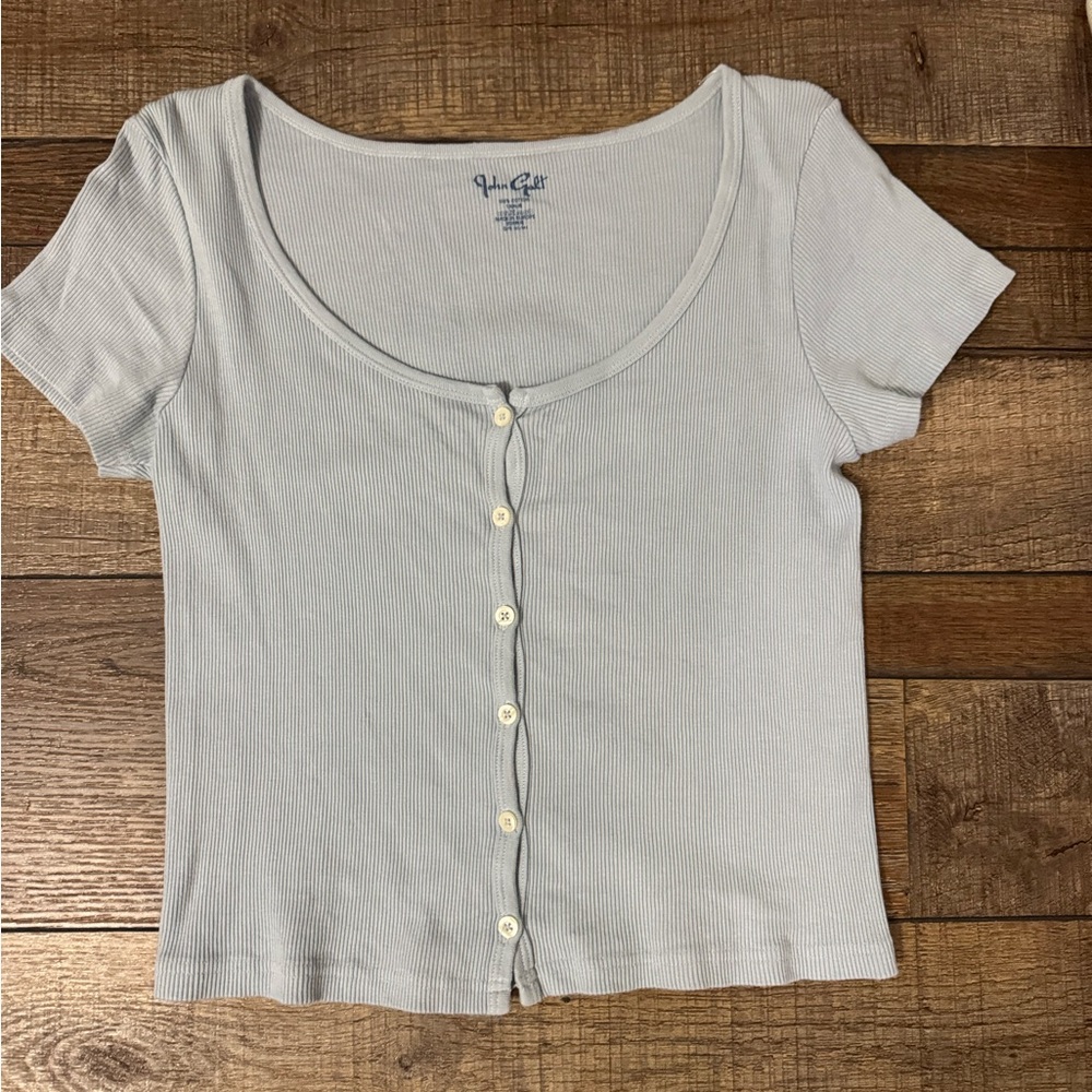 Brandy Melville White Button Down Crop Top